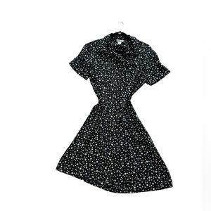 Vintage Robbie Bee Tie Back Polka Dot  100% Silk Dress S